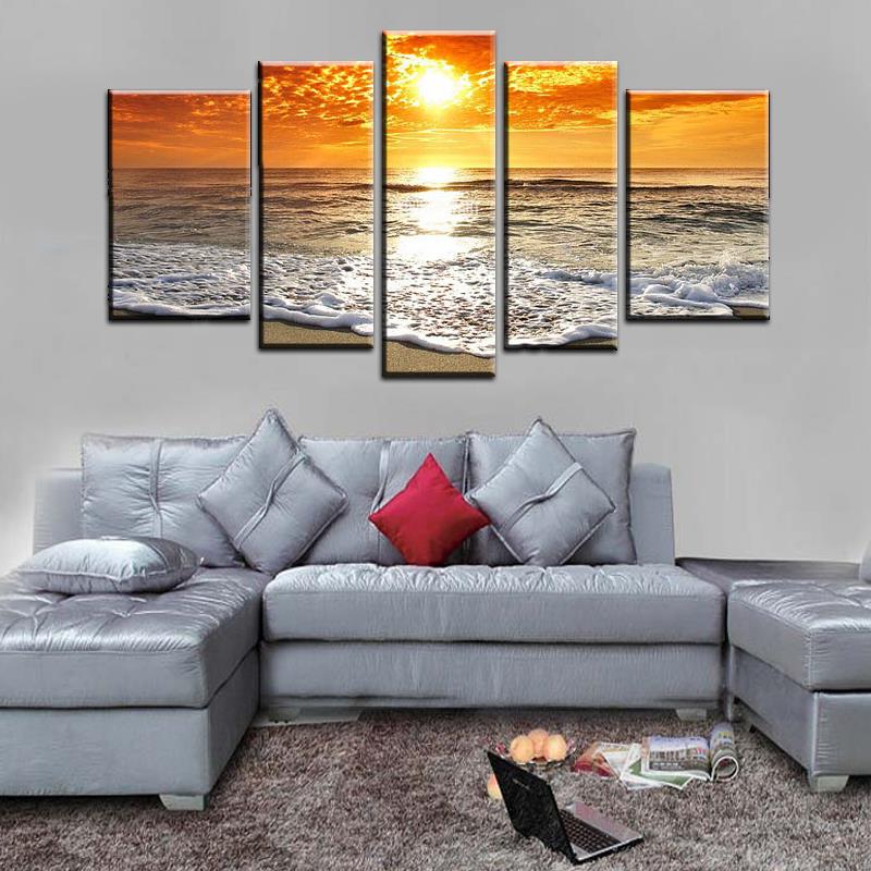 5 piece wall art abstract seascape beach wave group oil painting on canvas for hand decor artist painting reproductions picture