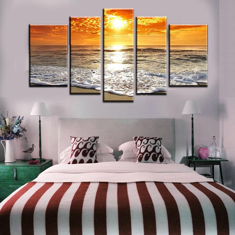 5 piece wall art abstract seascape beach wave group oil painting on canvas for hand decor artist painting reproductions picture