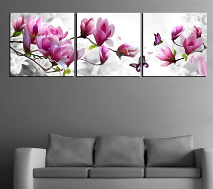 6 panels new modern wall beauty pink yulan magnolia flower pictures decorative art picture paint on canvas prints