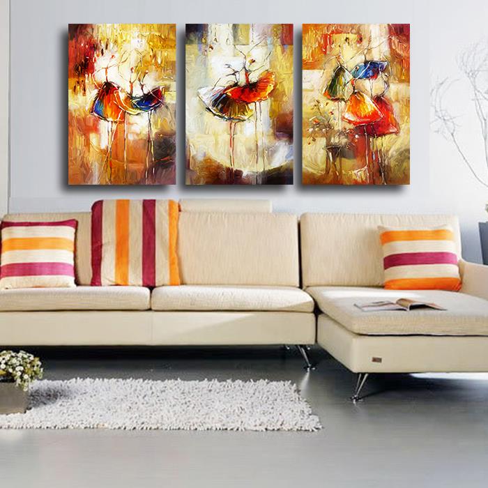 cuadros decoracion 3panels ballet dancers oil style painting on canvas abstract wall art home decoration villa el picture art