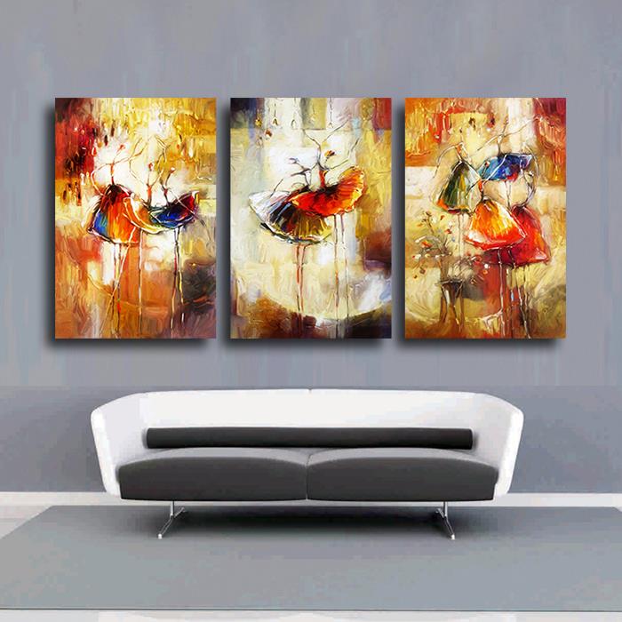 cuadros decoracion 3panels ballet dancers oil style painting on canvas abstract wall art home decoration villa el picture art