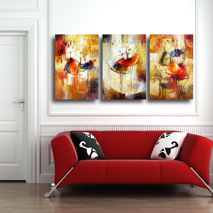 cuadros decoracion 3panels ballet dancers oil style painting on canvas abstract wall art home decoration villa el picture art