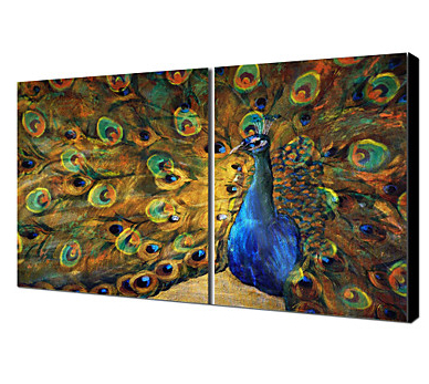 hand painted modern oil painting peacock spreads its tail wall pictures for living room