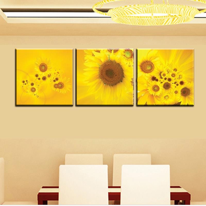 new 3 piece modern wall oil painting abstract large yellow sunflower wall art picture paint on canvas prints for home decorat