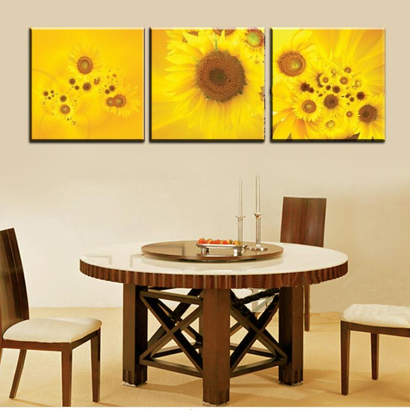 new 3 piece modern wall oil painting abstract large yellow sunflower wall art picture paint on canvas prints for home decorat