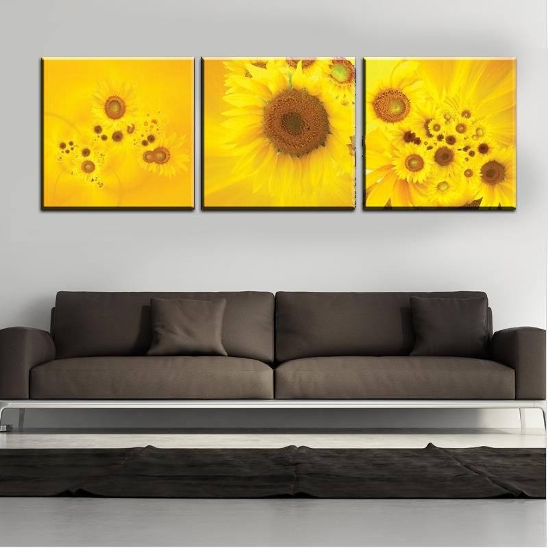 new 3 piece modern wall oil painting abstract large yellow sunflower wall art picture paint on canvas prints for home decorat