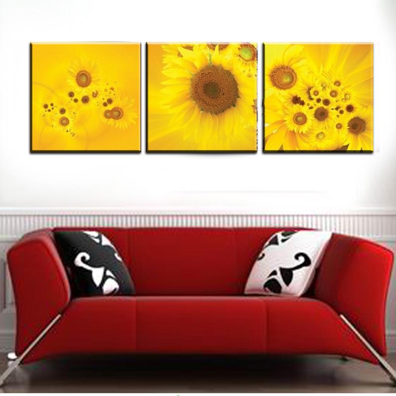 new 3 piece modern wall oil painting abstract large yellow sunflower wall art picture paint on canvas prints for home decorat