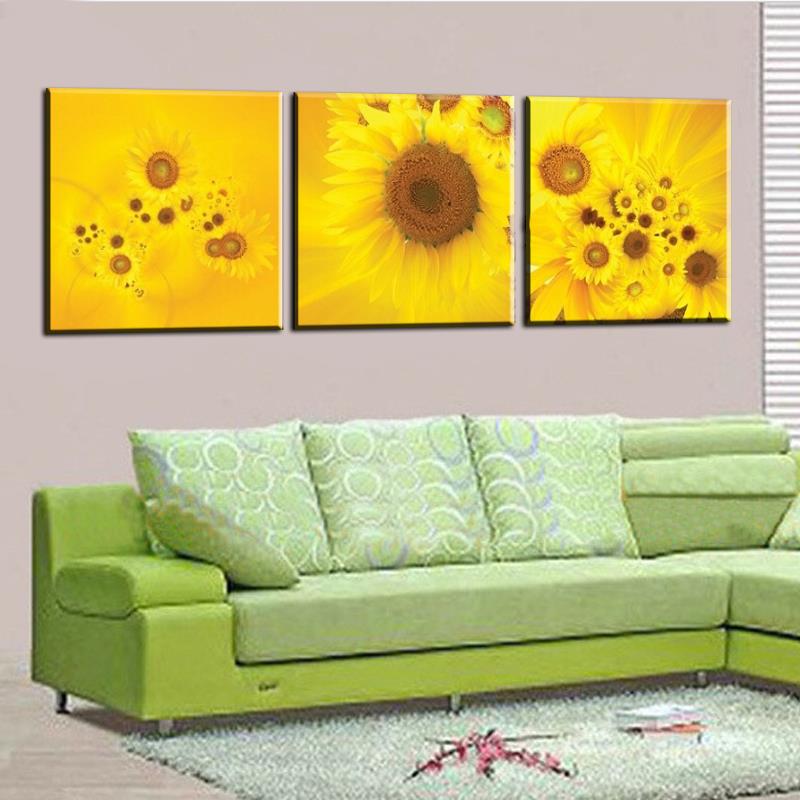 new 3 piece modern wall oil painting abstract large yellow sunflower wall art picture paint on canvas prints for home decorat