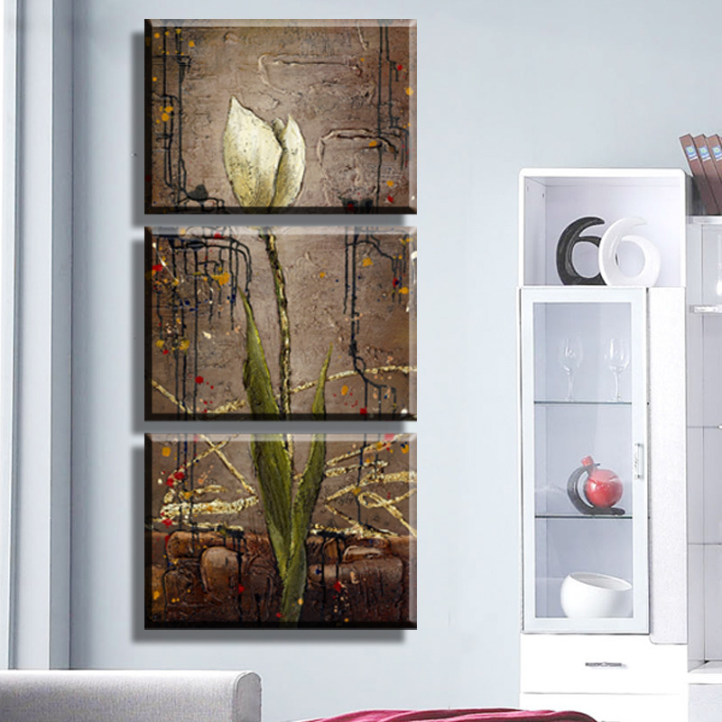 oil style mangnolia flower print picture painting on canvas for home modern decoration 3 panel wall art no framed