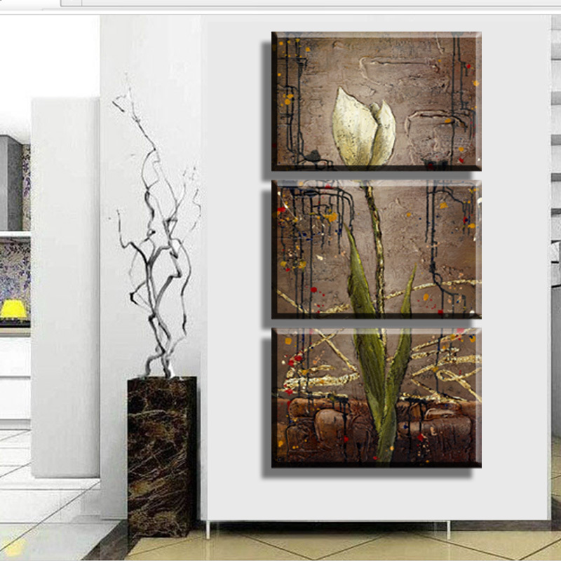 oil style mangnolia flower print picture painting on canvas for home modern decoration 3 panel wall art no framed