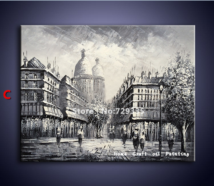 printed oil styleblack and white eiffel paris france city landscape painting modern home decoration art wall picture on canvas