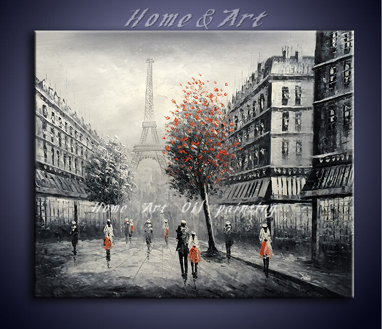 printed oil styleblack and white eiffel paris france city landscape painting modern home decoration art wall picture on canvas