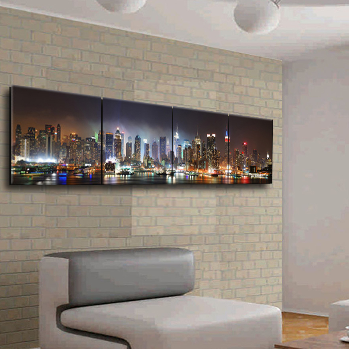 quality large size canvas prints painting of new york city night as gift for friend birthday