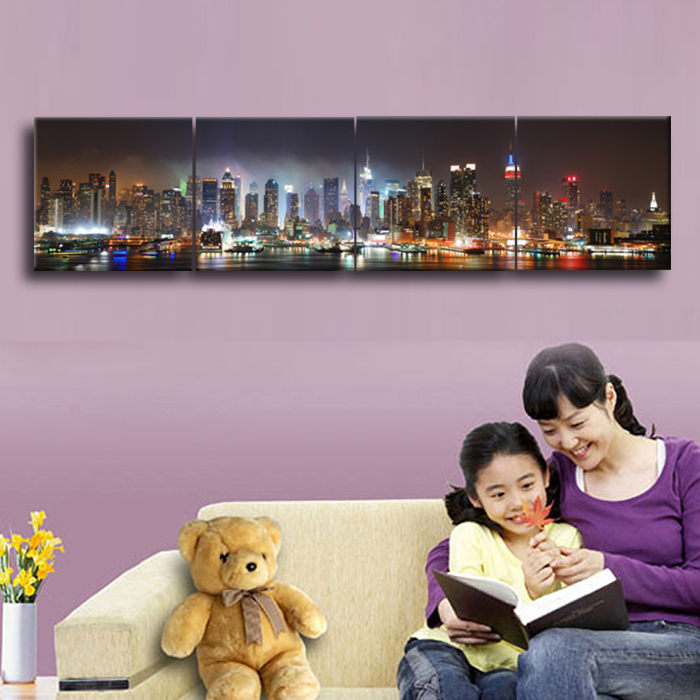 quality large size canvas prints painting of new york city night as gift for friend birthday