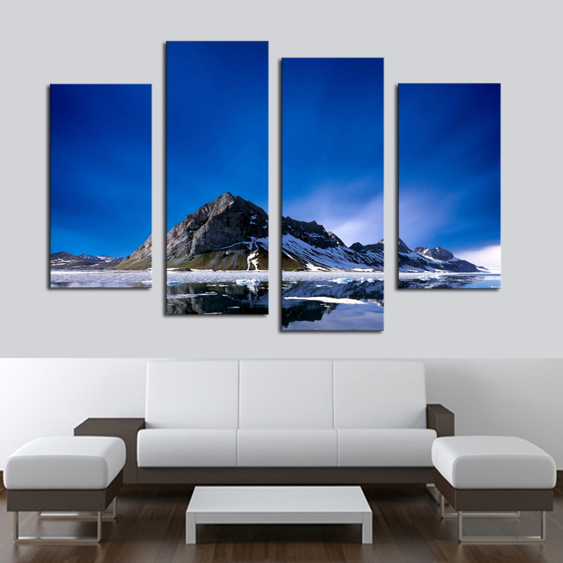 sell 4 panel beautiful mountain landscape large hd picture modern home wall decor canvas print painting for house decorate