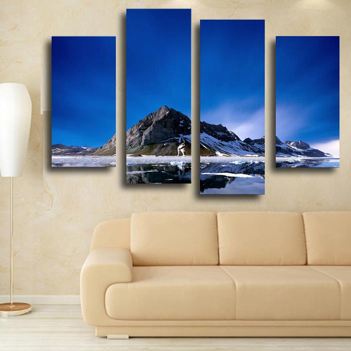 sell 4 panel beautiful mountain landscape large hd picture modern home wall decor canvas print painting for house decorate