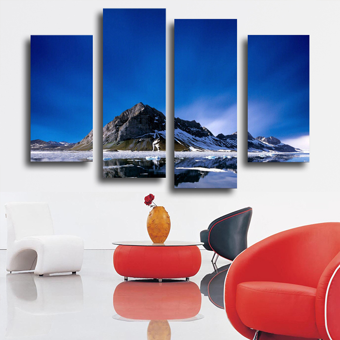 sell 4 panel beautiful mountain landscape large hd picture modern home wall decor canvas print painting for house decorate