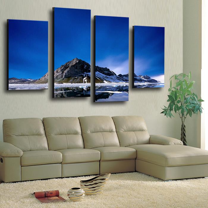 sell 4 panel beautiful mountain landscape large hd picture modern home wall decor canvas print painting for house decorate