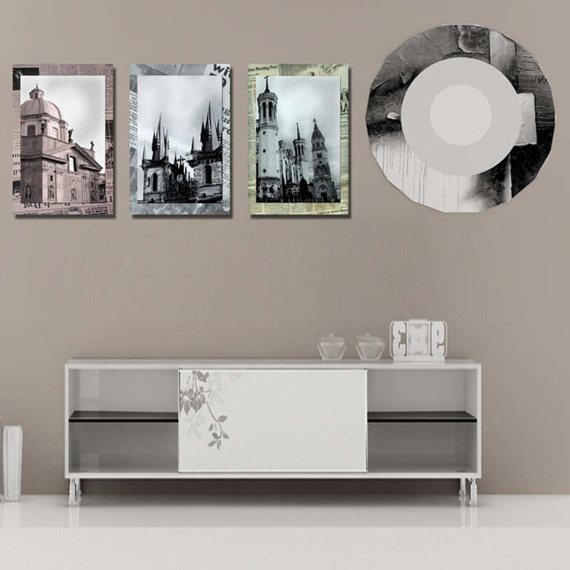 unframed 3 sets classical architecture painting art hd picture home decor on canvas modern wall prints artworks