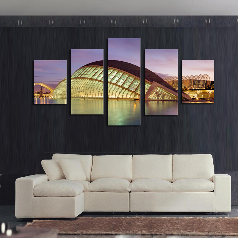 unframed 5 piece the modern architecture home wall decor canvas picture art hd print painting on canvas artworks