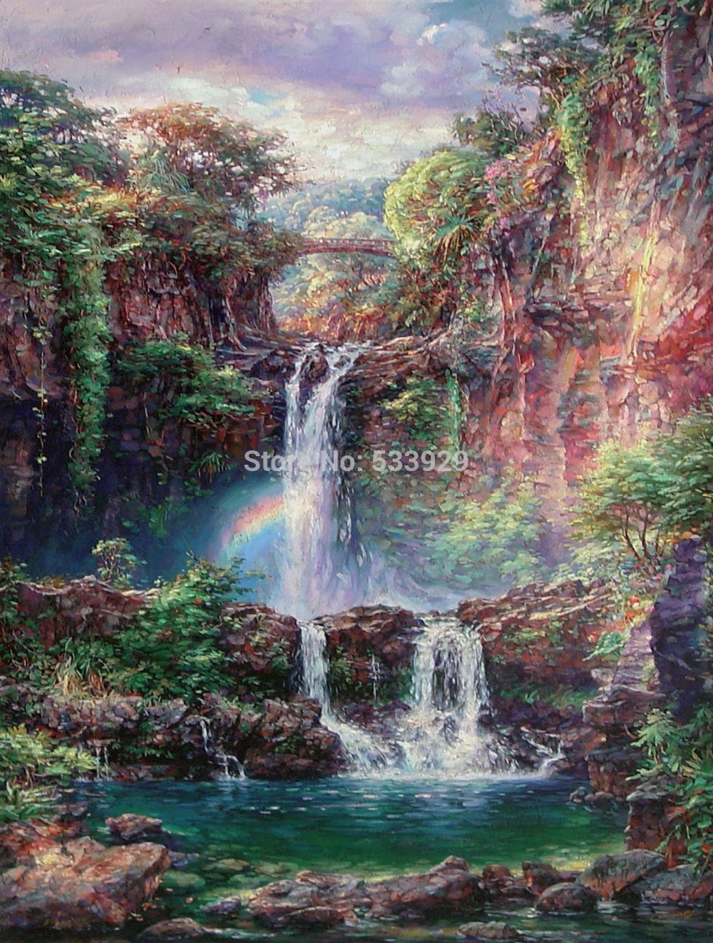 modern tds-hx031 yong-sacred pools art printed painting on canvas for home living room wall decoration