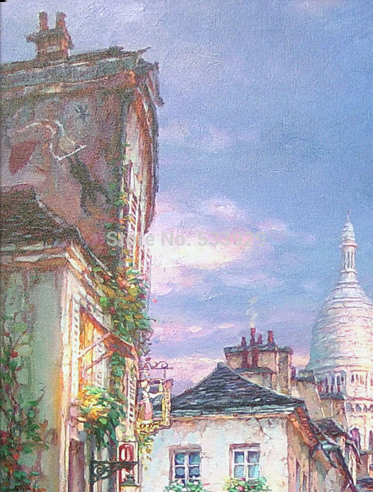 modern tds-hx032 yong-a stroll in montmartre art printed painting on canvas for home living room wall decoration