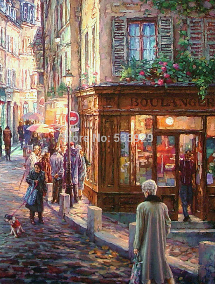 modern tds-hx032 yong-a stroll in montmartre art printed painting on canvas for home living room wall decoration