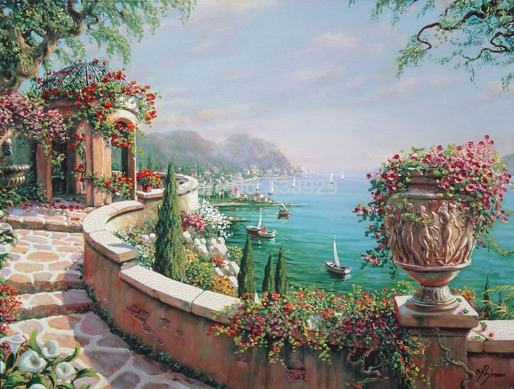 modern tds-hx039 yong-capri terrace art printed painting on canvas for home living room wall decoration