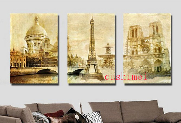 printed art 3 piece wall modern paris street landscape on canvas oil painting for bedroom triumphal arch living room pictures