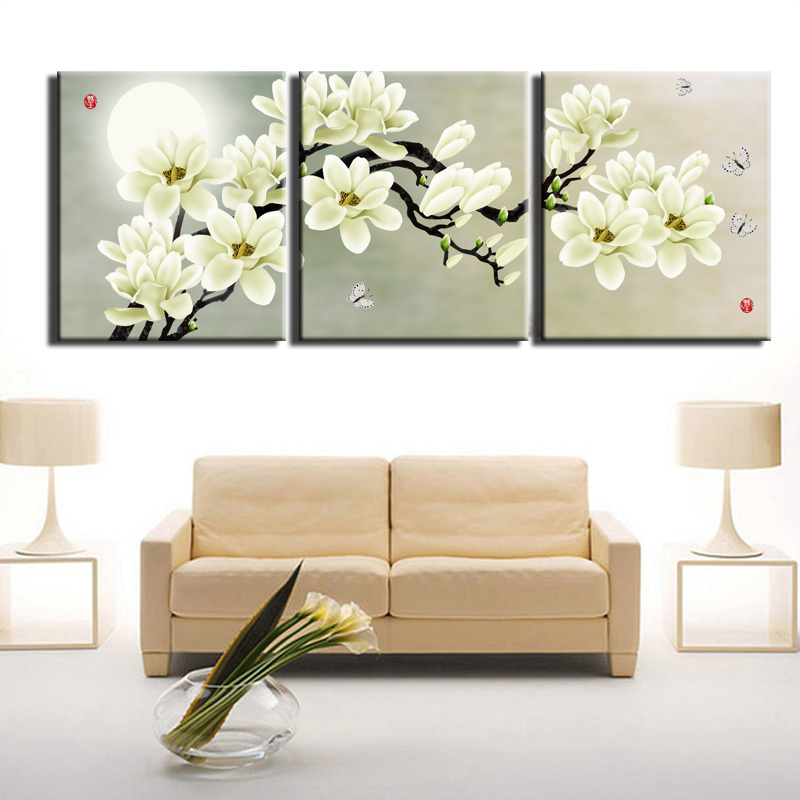 2015 new 3 piece print abstract painting canvas wall art modern distinctive flower decoration picture black and white picture