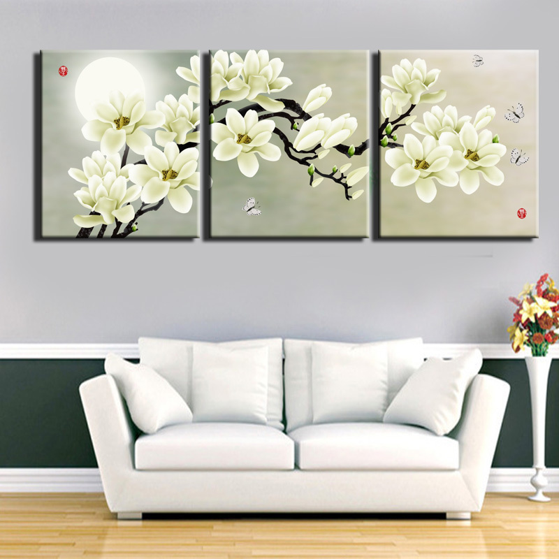 2015 new 3 piece print abstract painting canvas wall art modern distinctive flower decoration picture black and white picture