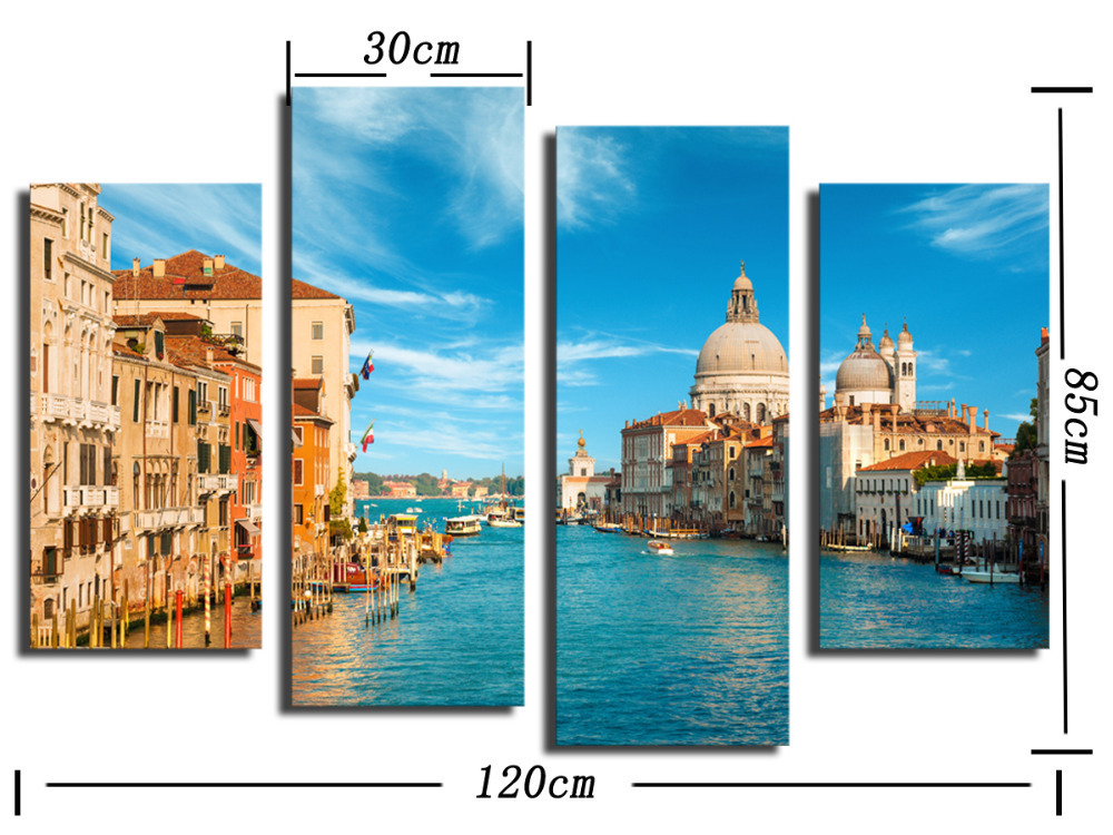 2015 sell 4 panel beautiful watery city large hd picture modern home wall decor canvas print painting for house decorate