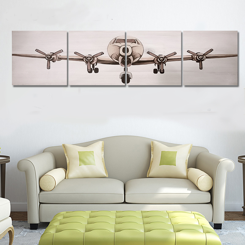 2016 4 panel modern printed canvas painting aircraft wall picture art for living room unframed hd picture home decorationroom