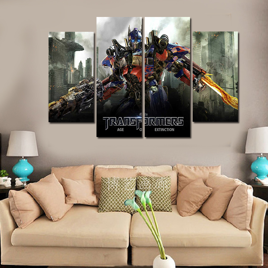 2016 framed printed optimus prime transformers 5 pcs painting wall art room decor print poster picture canvas