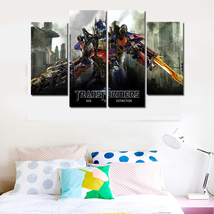 2016 framed printed optimus prime transformers 5 pcs painting wall art room decor print poster picture canvas