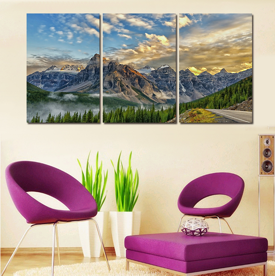 2016 new 3 framed canvas painting landscape and art picture home decor on canvas modern painting delivery