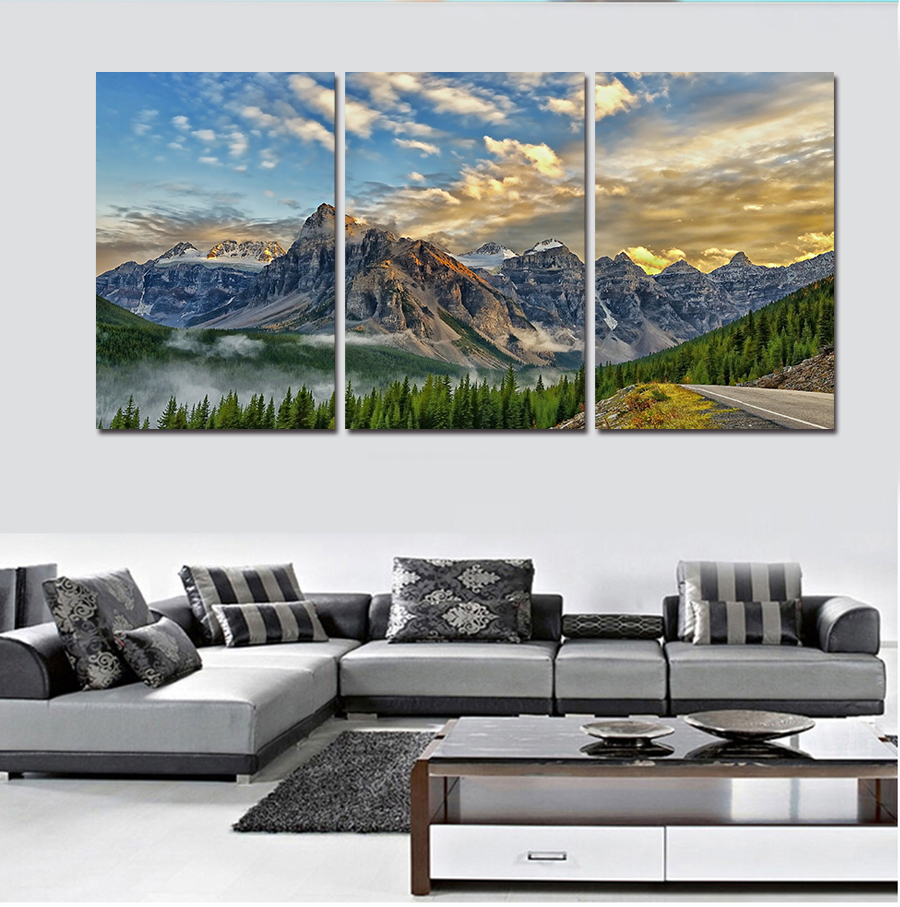 2016 new 3 framed canvas painting landscape and art picture home decor on canvas modern painting delivery