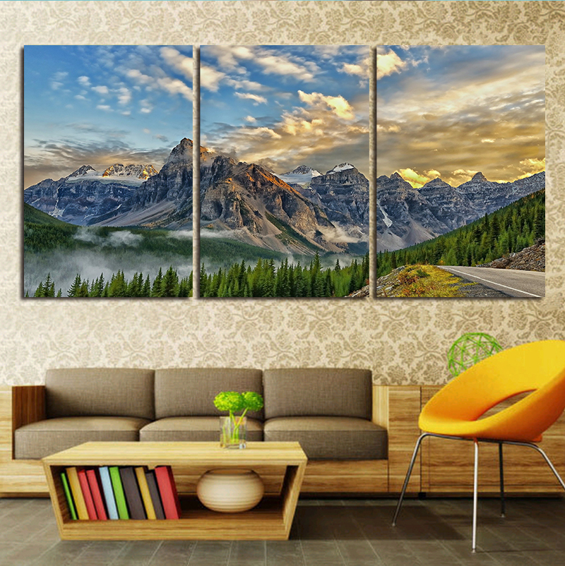 2016 new 3 framed canvas painting landscape and art picture home decor on canvas modern painting delivery