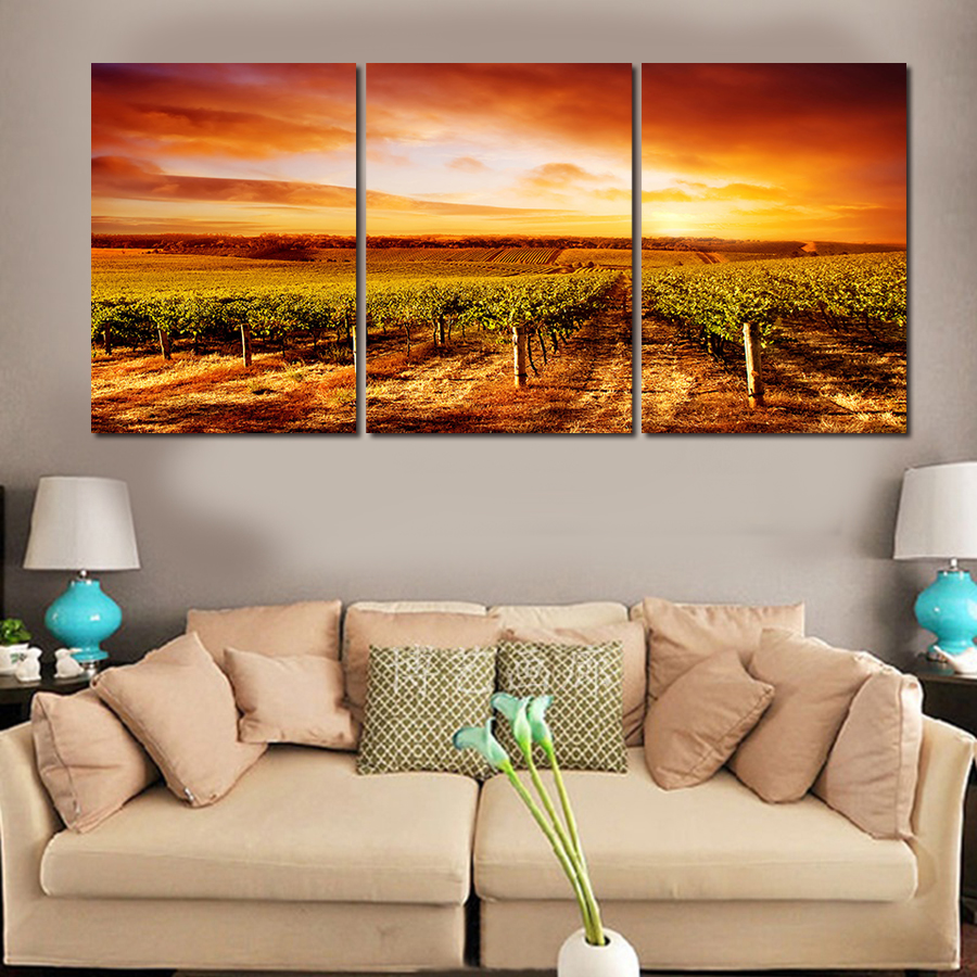 2016 new 5 panels painting canvas yellow sunset on large hd canvas print painting artwork wall art picture gift for living room