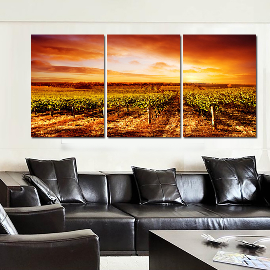 2016 new 5 panels painting canvas yellow sunset on large hd canvas print painting artwork wall art picture gift for living room