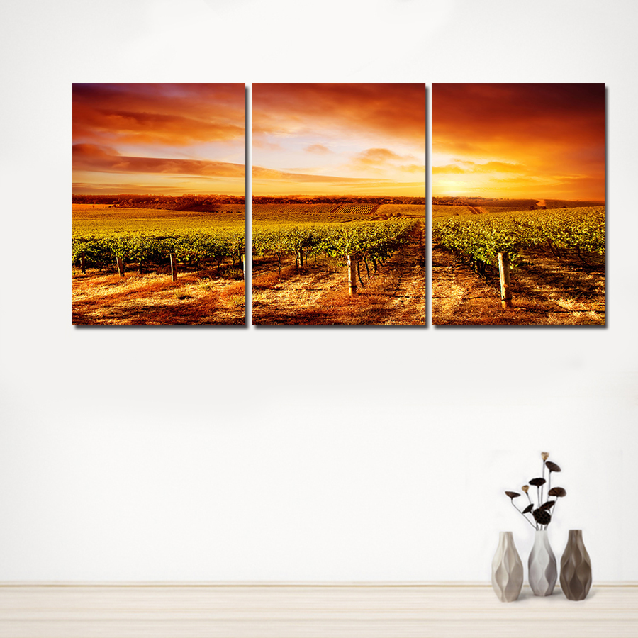 2016 new 5 panels painting canvas yellow sunset on large hd canvas print painting artwork wall art picture gift for living room