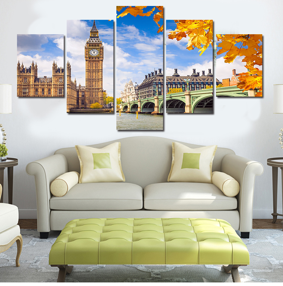 2016 new framed printed city painting on canvas room decoration print poster picture canvas framed