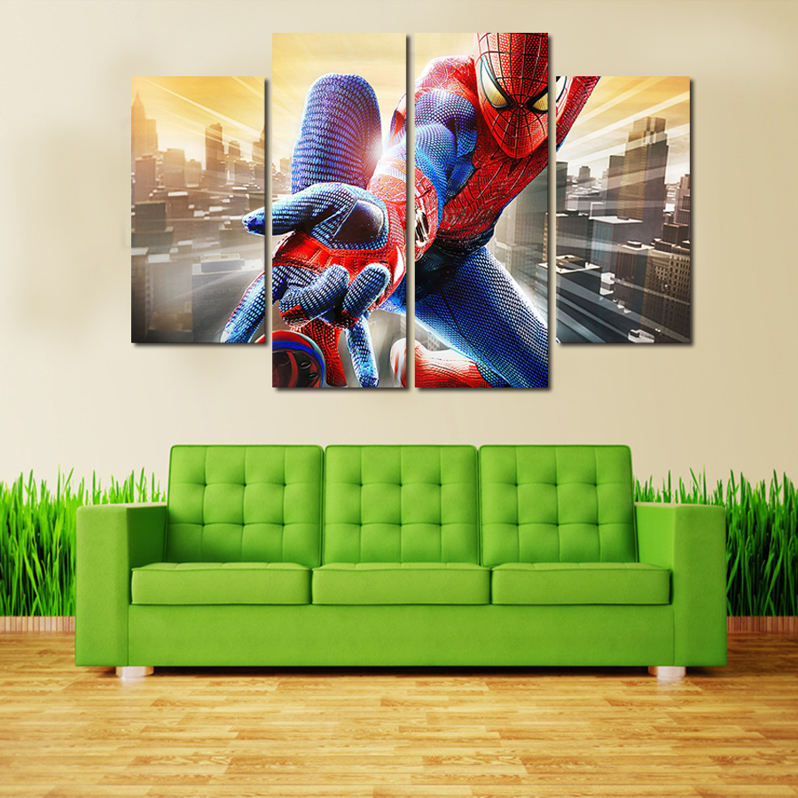 2016 new framed printed spider-man painting on canvas room decoration print poster picture canvas shippin