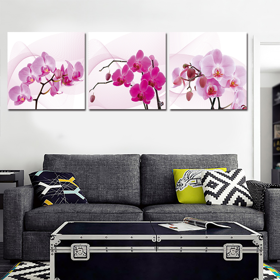 2016 new picture noble and beautiful phalaenopsis 3 panels/set hd canvas print painting artwork, wall art picture canvas print.