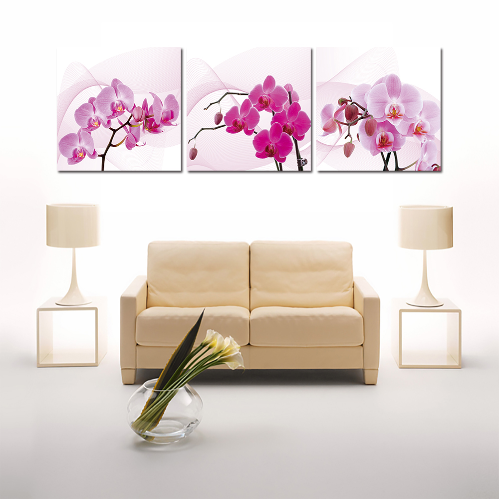 2016 new picture noble and beautiful phalaenopsis 3 panels/set hd canvas print painting artwork, wall art picture canvas print.