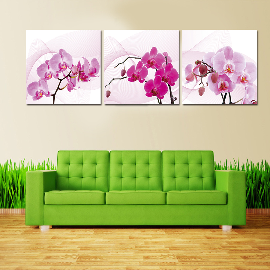 2016 new picture noble and beautiful phalaenopsis 3 panels/set hd canvas print painting artwork, wall art picture canvas print.