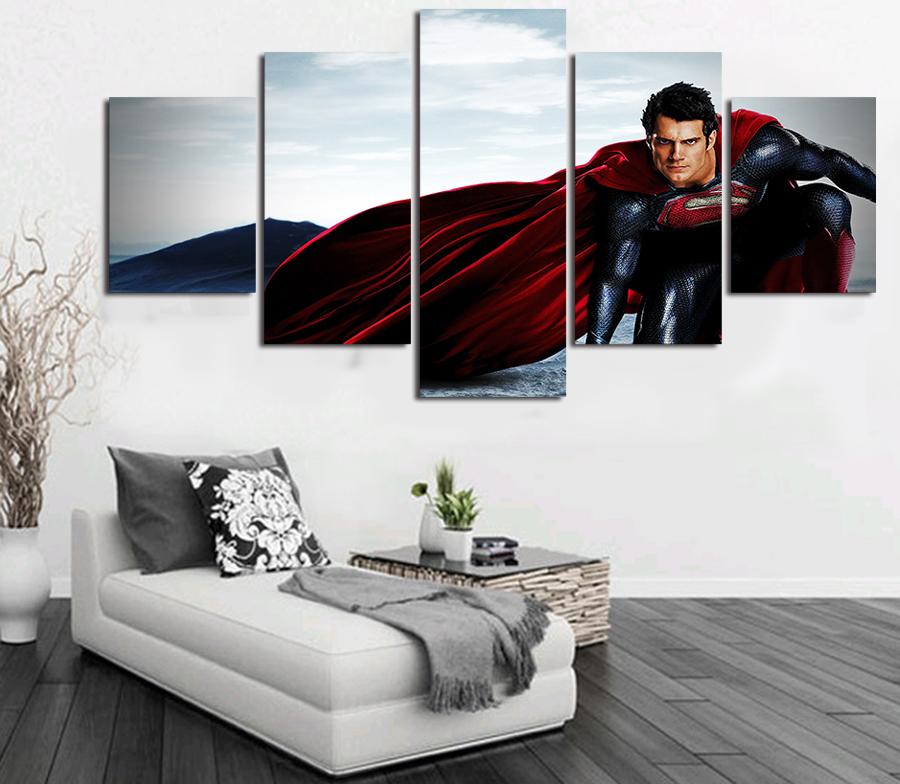 2016 new print oil paintings superman hd picture canvas painting on wall pictures for living room decor hang paintings