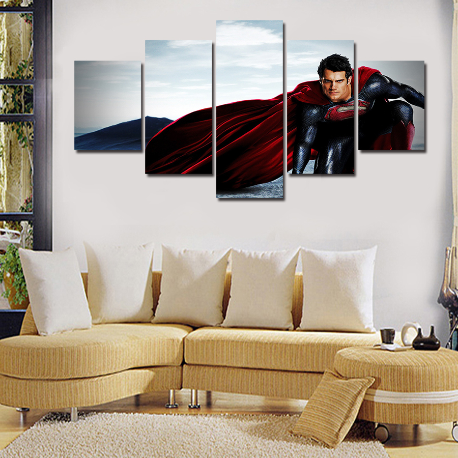 2016 new print oil paintings superman hd picture canvas painting on wall pictures for living room decor hang paintings