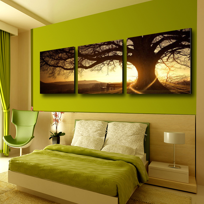 3 panel modern printed tree painting picture cuadros sunset canvas painting wall art home decor for living room no frame pr157