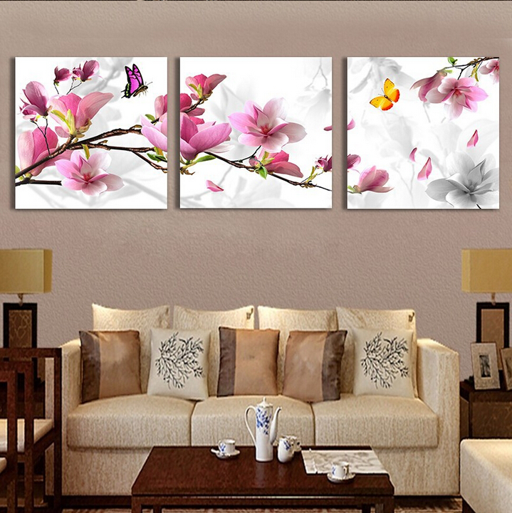 3 pcs canvas art modern home decoration wall art picture for living room pink tulip flower canvas print oil painting on canvas